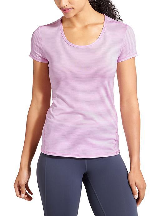 Athleta Womens Shadow Stripe Chi Tee Size 1x Plus - Gauzy Lilac