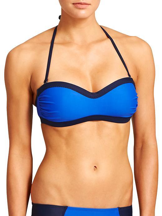 Athleta Womens Colorblock Bandeau Bikini Size L - Caspian Blue
