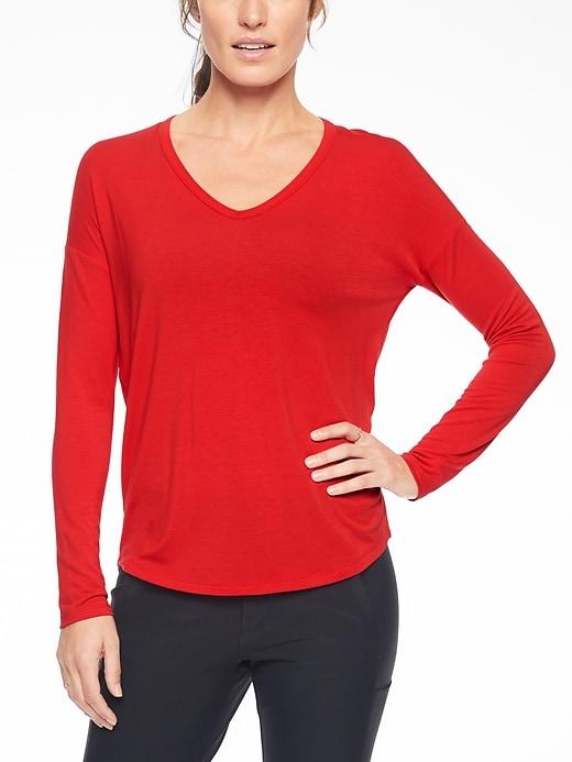 Athleta Womens Cloudlight Relaxed Top Radiant Red Size Xl