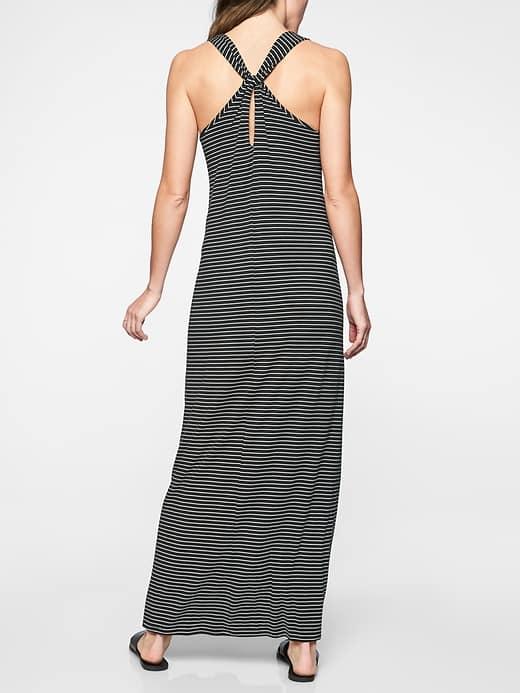 Athleta Womens Stripe Getaway Dress Black/ White Stripe Size M