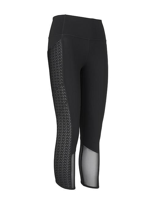 Athleta Womens High Rise Mosaic Chaturanga To Town Capri Size L Tall - Black
