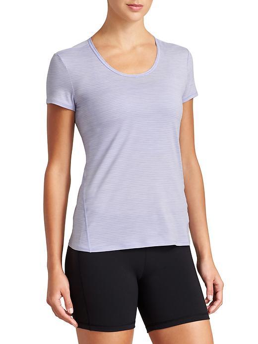 Athleta Womens Shadow Stripe Chi Tee Size 1x Plus - Aster Blue