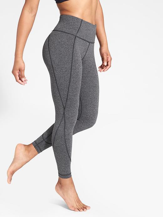 Athleta Womens Salutation 7/8 Tight Size L Tall - Black Heather