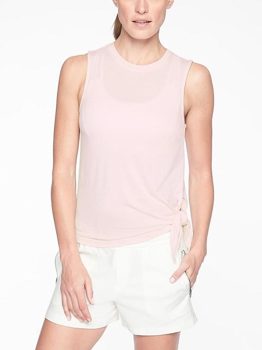 Athleta Womens Cloudlight Asym Side Tie Tank Milkshake Pink Size L