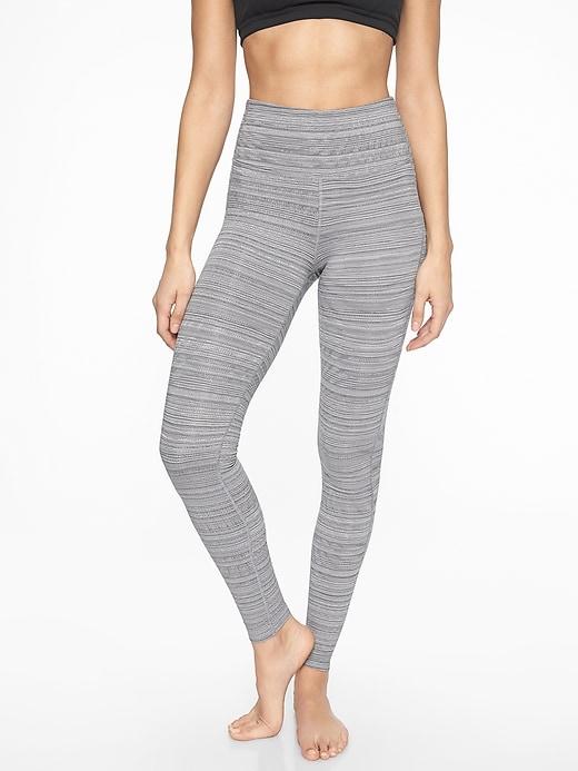 Athleta Womens High Rise Jacquard Chaturanga Tight Silver Bells/ Fog Size Xl