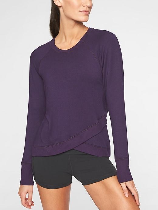 Athleta Womens Criss Cross Sweatshirt Purple Drama Size L