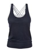 Athleta Womens Fully Focused Support Top Size L - Navy/white