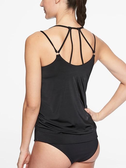 Athleta Womens Aqualuxe Blousy Tankini Top Black Size M