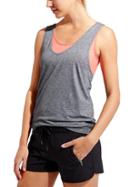 Athleta Womens Essence 2 In 1 Tank Size Xl - Light Grey Heather/tango Coral
