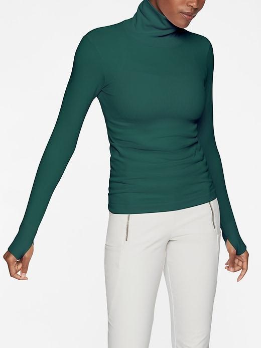 Athleta Womens Flurry Base Layer Turtleneck Dark Caribe Teal Size S