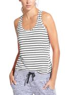 Athleta Womens Stripe Chi Tank Size L Tall - Jasper Green/bright White