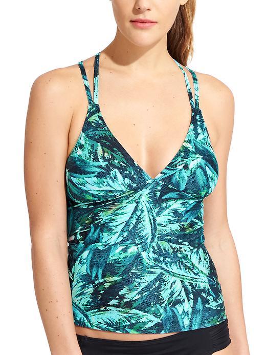 Athleta Womens Napali Cross Strap Tankini Size L - Electric Jade