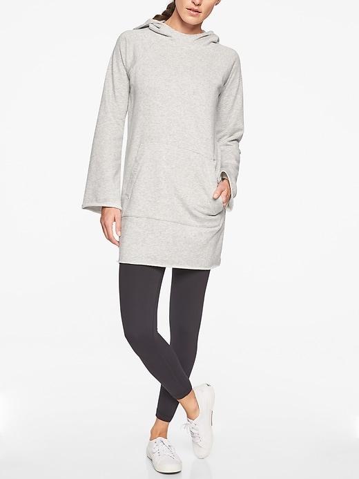 Athleta Womens Adventure Sweatshirt Dress Light Grey Heather Size S