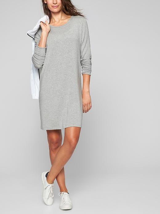 Athleta Womens Crossover Sweatshirt Dress Size L - Light Grey Heather