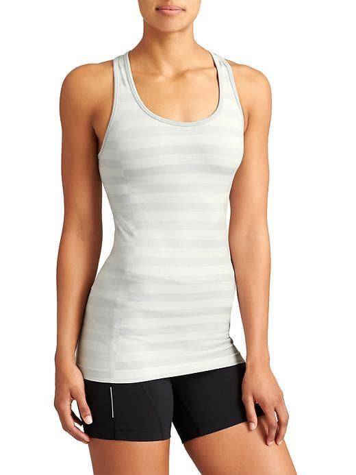 Athleta Womens Rev Up Stripe Tank White/ Silver Shimmer Size Xl