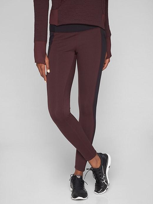 Athleta Womens Polartec Power Stretch Peak Tight Cassis/ Black Size Xxs