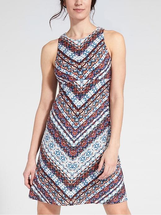 Athleta Womens High Neck Santorini Dress Nomatic Chevron Warm Size Xs