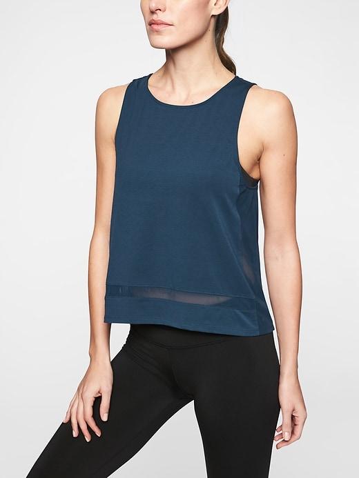 Athleta Womens Essence Mesh Trim Tank Constellation Blue Size S
