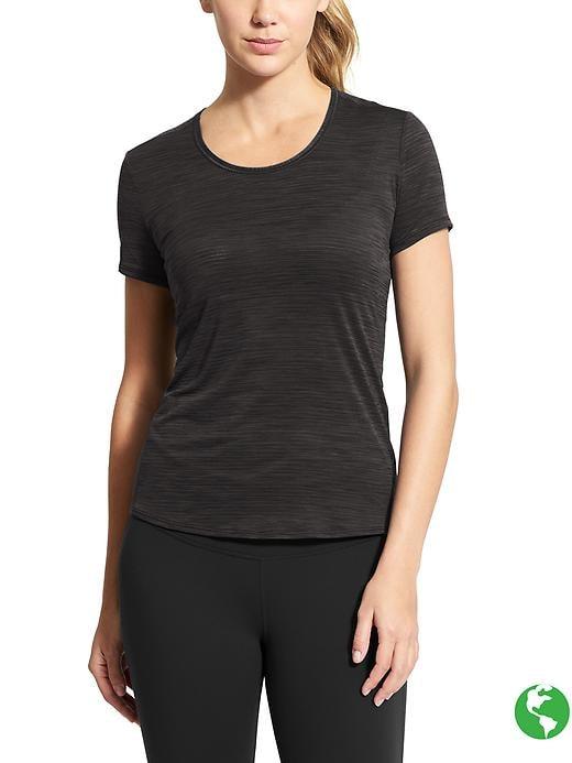 Athleta Womens Shadow Stripe Chi Tee Size L Tall - Black