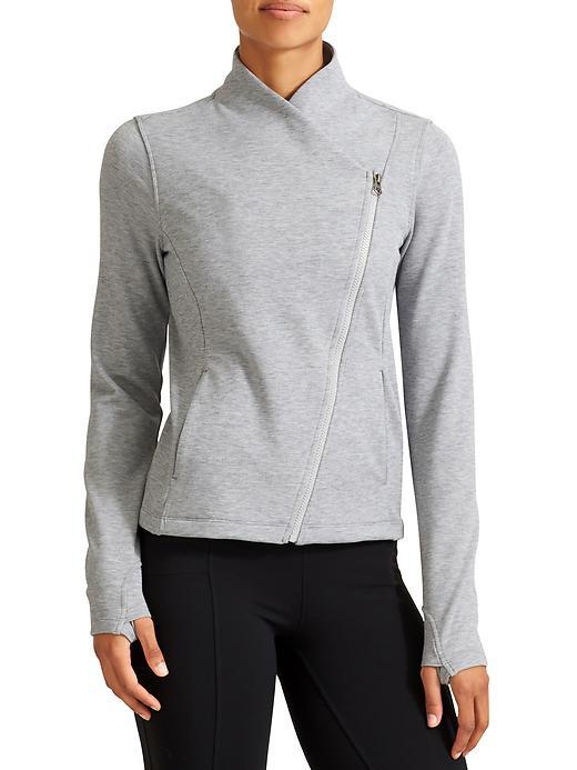 Athleta Womens Softtech Moto Jacket Size L - Grey Heather
