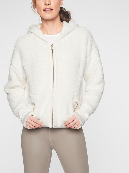 Athleta Womens Reversible Sherpa Jacket Sea Salt Size Xxs