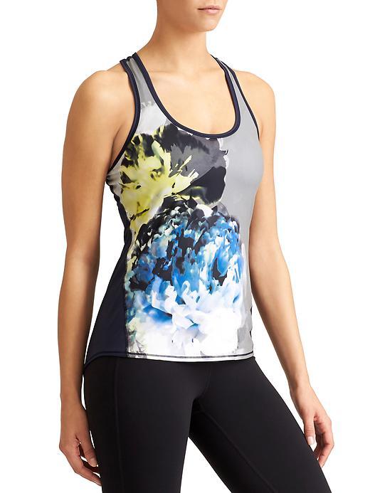 Athleta Womens Chi Tank Blossom Print Size L - Capri Blue