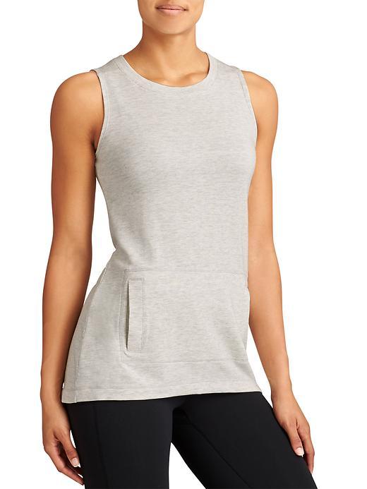 Athleta Womens Cutaway Sweatshirt Tank Size L - Light Grey Heather