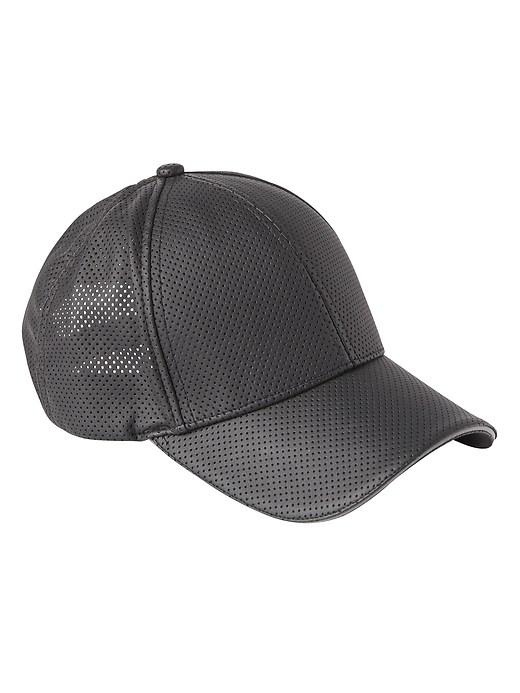 Athleta Womens Perforated Faux Leather Baseball Cap Black Size One Size