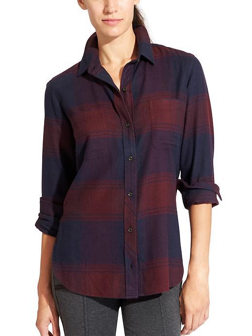 Athleta Womens Lumberjill Shirt Size L Petite - Auberge/navy