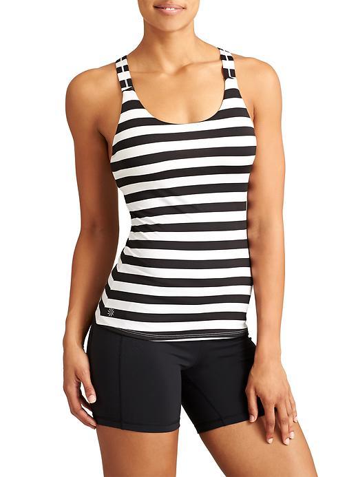 Athleta Womens Stripes Optimism Tank Size L - Bright White/black