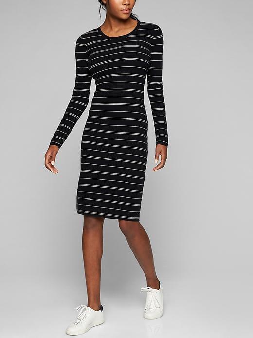 Athleta Womens Sweater Weather Dress Black/ White Stripe Size Xs