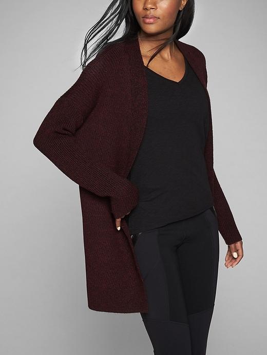 Athleta Womens Chevron Shaker Stitch Wrap Bell Burgundy/ Black Marl Size L