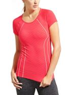 Athleta Womens Finish Fast Line Tee Size L - Red It Neon/white
