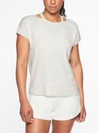 Athleta Womens Glimpse Open Neck Tee Fog Grey Heather Size L