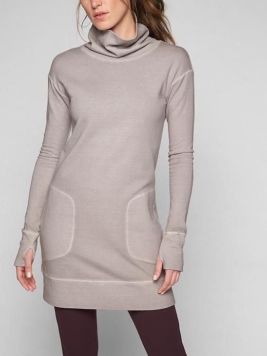 Athleta Womens Eco Wash Turtleneck Sweatshirt Dress Size L - Pebble Grey