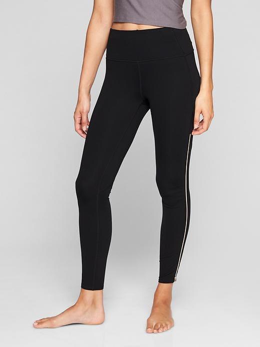 Athleta Womens High Rise Copper Zipper Chaturanga Tight Black Size Xxs