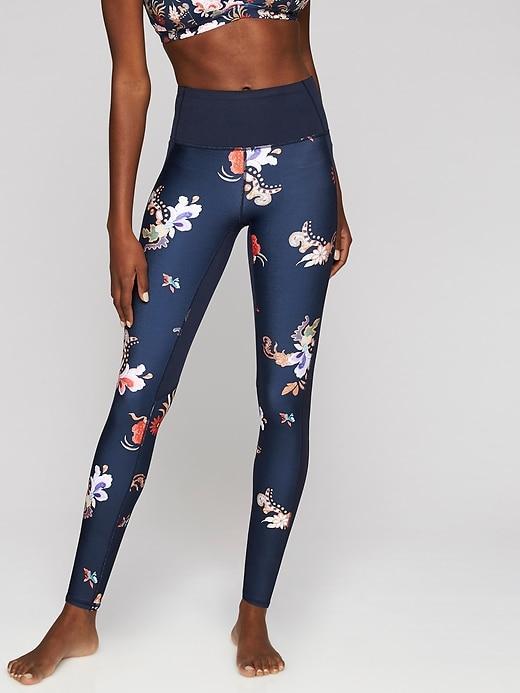 Athleta Womens High Rise Gilded Tux Chaturanga Tight Size L Tall - Navy