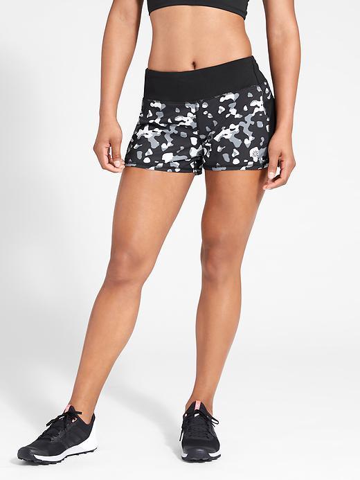 Athleta Womens Leopard Ready Set Go Short 4&quot; Size M - Black
