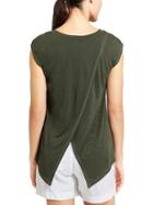 Athleta Womens Breezy Crossback Tee Size L - Forest Green