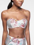 Athleta Womens Aqualuxe Lotus Bandeau Bikini Top Ethereal Print Size Xl