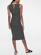 Athleta Womens Stripe Twist Back Dress Black/ White Stripe Size L