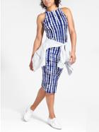 Athleta Womens Tidal Midi Dress Navy Beachcomber Print Size L