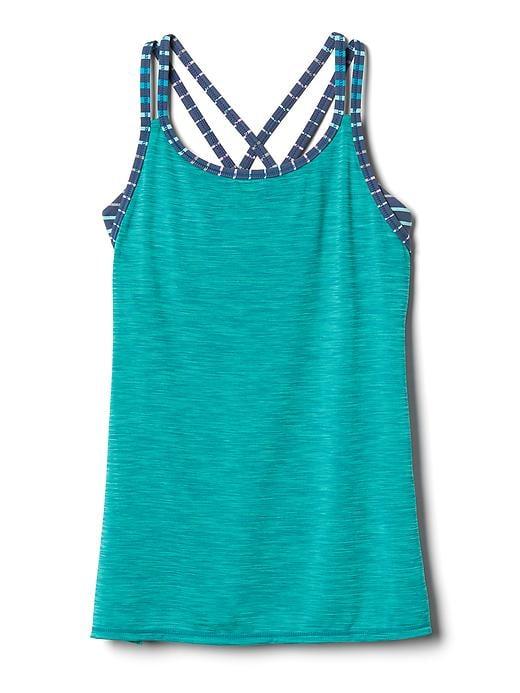 Athleta Upbeat 2 In 1 Tank Size L/12 - Mosaic Blue Heather
