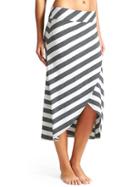 Athleta Womens Ribbon Stripes Skirt Size L - Charcoal Heather/bright White