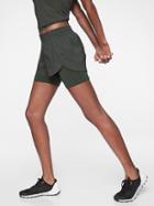 Athleta Womens Racer Run 2 In 1 Short Black Olive Size L