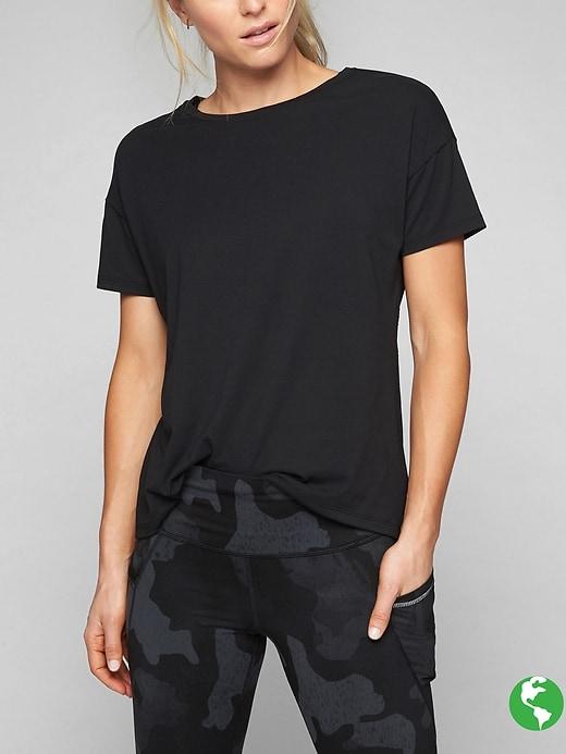 Athleta Womens Power Up Tee Size M Tall - Black