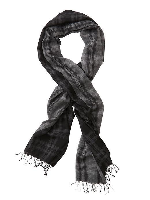 Athleta Womens Plaid Lightweight Scarf Size One Size - Black/grey