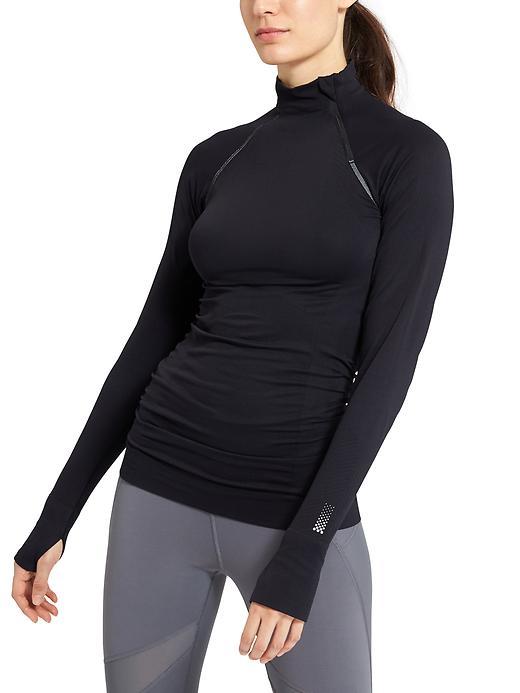 Athleta Womens Finish Fast Asym Half Zip Size M - Black