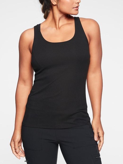 Athleta Womens Essence Ribbed Layering Tank Black Size S