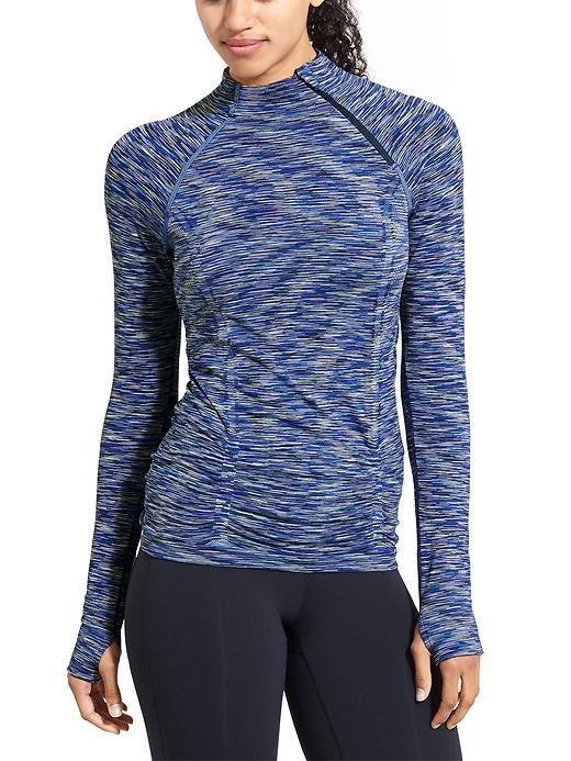 Athleta Womens Fastest Track Asym Half Zip Space Dye Size M - Dress Blue Space Dye
